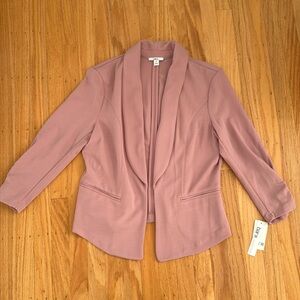 Bar III Ruched 3/4-Sleeve Knit Blazer in Deco Mauve
